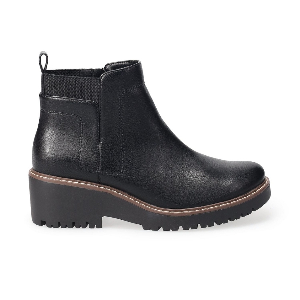Wedge Gore Black Ankle Boots NEW Condition - Picture 2 of 7